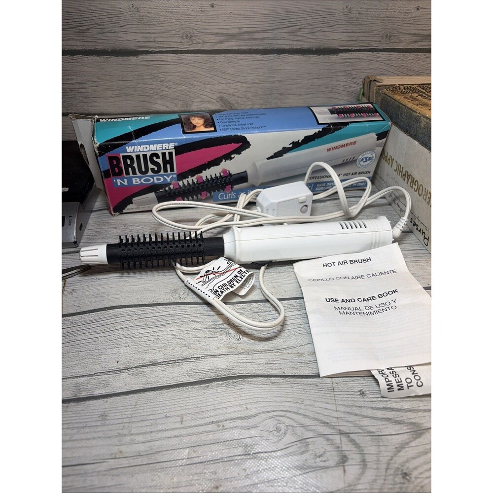 Vtg Windmere 3/4” Hot Curling Brush Hot Hair Styler Curls Waves